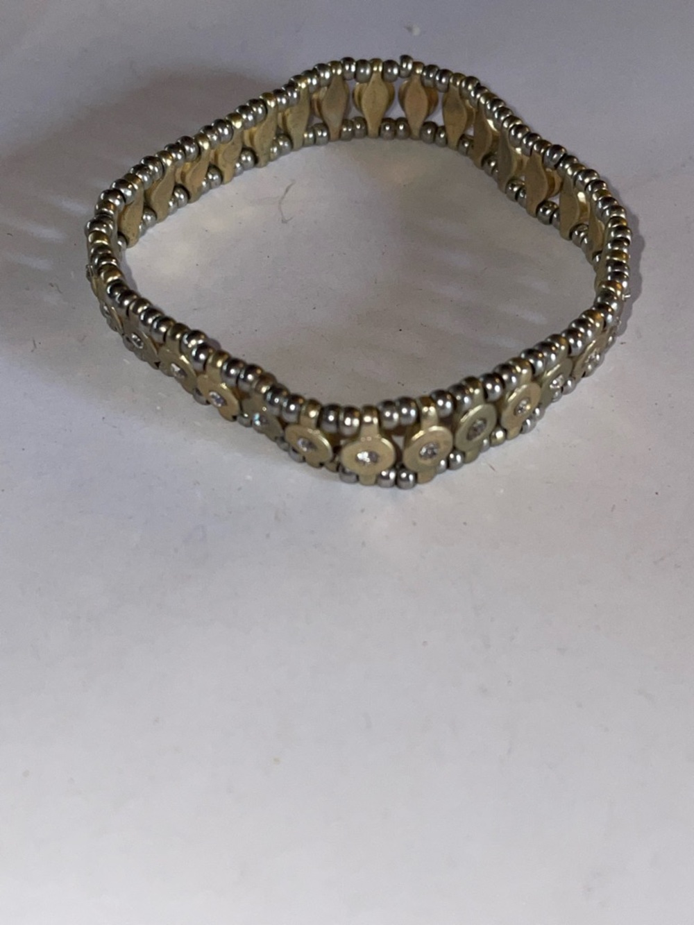 Gold and Silver Floral Stretch Bracelet